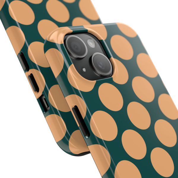 Beige Polka Dot Phone Case | Dark Green Background, Tough Phone Case