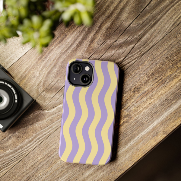 Wavy Purple Yellow Pattern Tough Phone Case | Retro Abstract Swirl