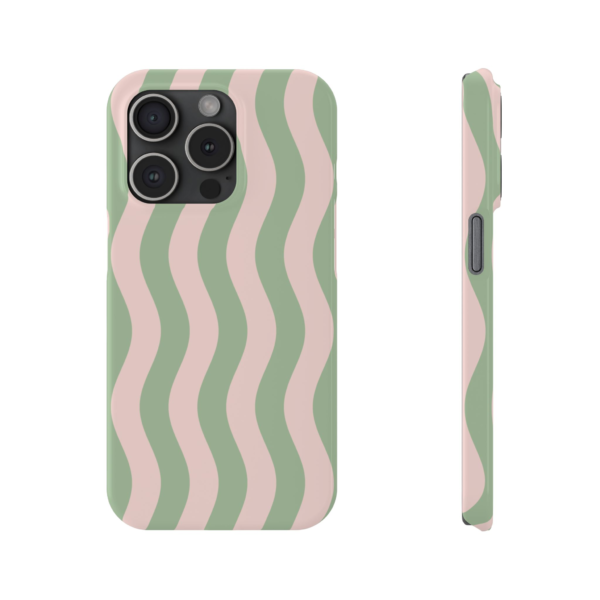 Green and Pink Wavy Stripe Slim Phone Case | Retro Wave Pattern