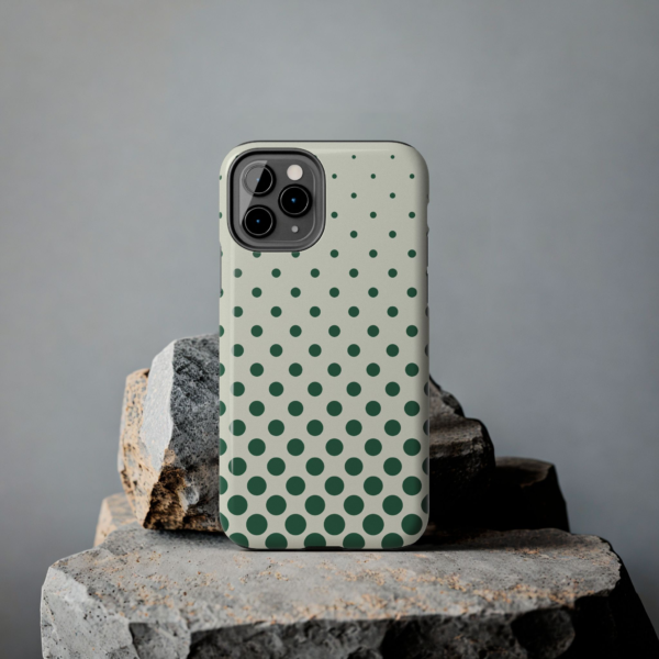 Green Polka Dot Tough Phone Case | Retro Dot Pattern, Durable Phone Case