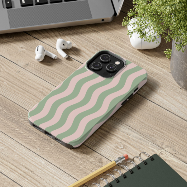 Green and Pink Wavy Stripe Phone Case | Tough Phone Case