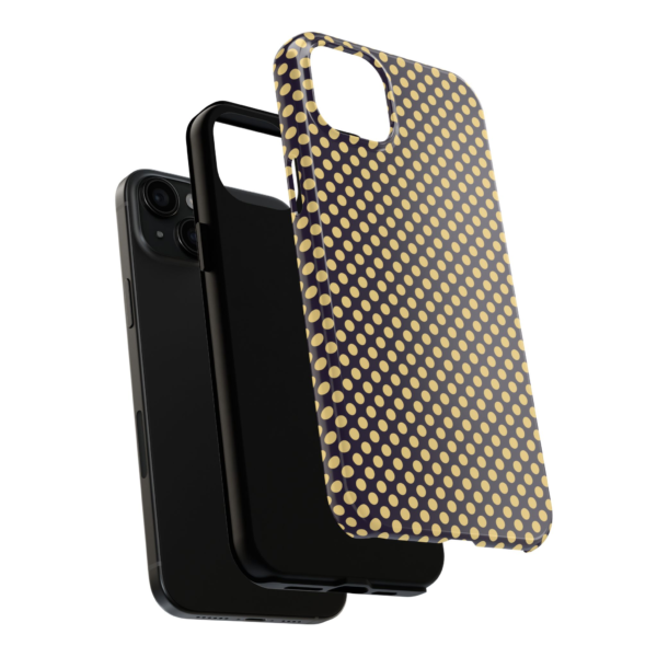 Gold Polka Dot Phone Case | Black Background, Retro Dot Pattern