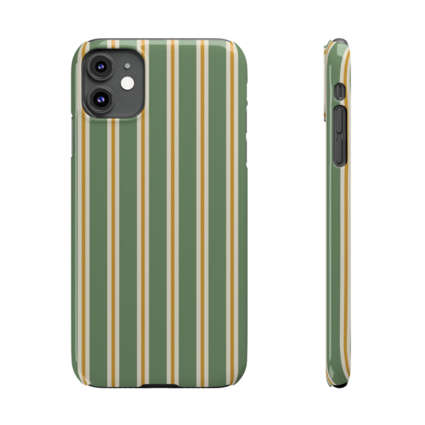 Green Retro Stripe Slim Phone Case | Vertical Striped Phone Case