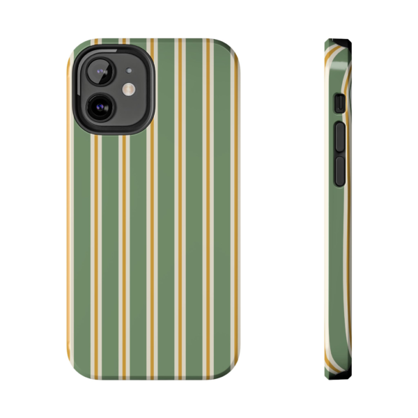 Green Stripe Pattern Phone Case | Vertical Retro Stripes