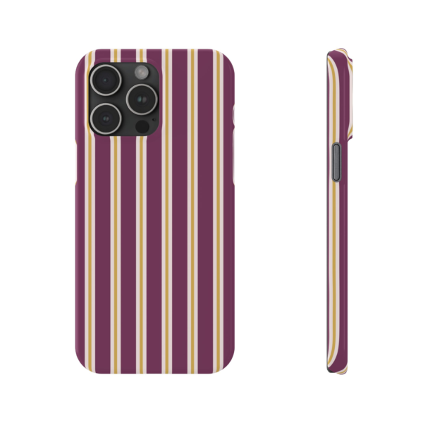 Burgundy Gold Vertical Stripe Slim Phone Case | Classic Stripe Phone Case