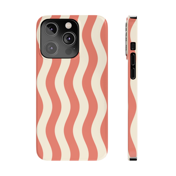 Retro Wavy Stripe Slim Phone Case | Coral Cream