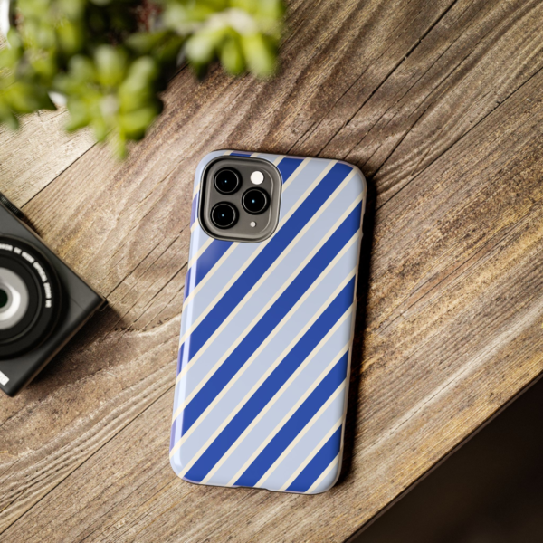 Blue Diagonal Stripe Tough Phone Case | Navy Slate Pattern