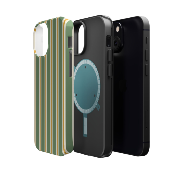 Green Retro Stripe Phone Case | Magnetic Impact-Resistant Case