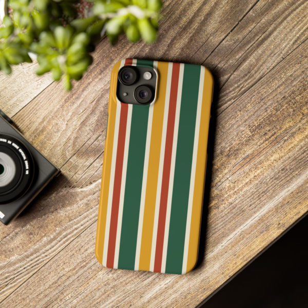 Retro Multicolor Stripes Slim Phone Case | Green Mustard Rust Vertical Striped Case