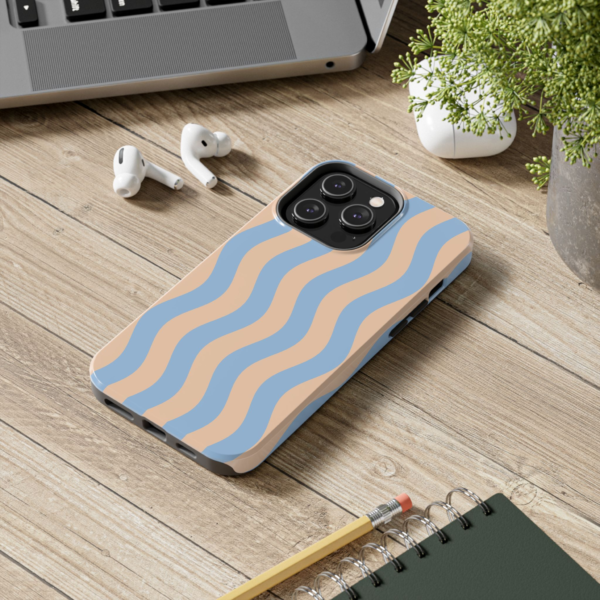 Wavy Blue Peach Stripes Phone Case | Tough Phone Case