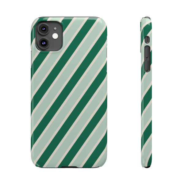 Green Diagonal Stripe Slim Phone Case | Forest & Mint Striped Phone Case