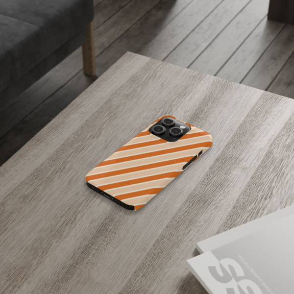 Orange and Cream Diagonal Stripe Slim Phone Case