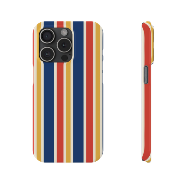 Retro Vertical Stripes Slim Phone Case | Navy Red Mustard