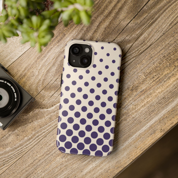 Purple Polka Dot Tough Phone Case | Retro Dot Pattern, Cream Background